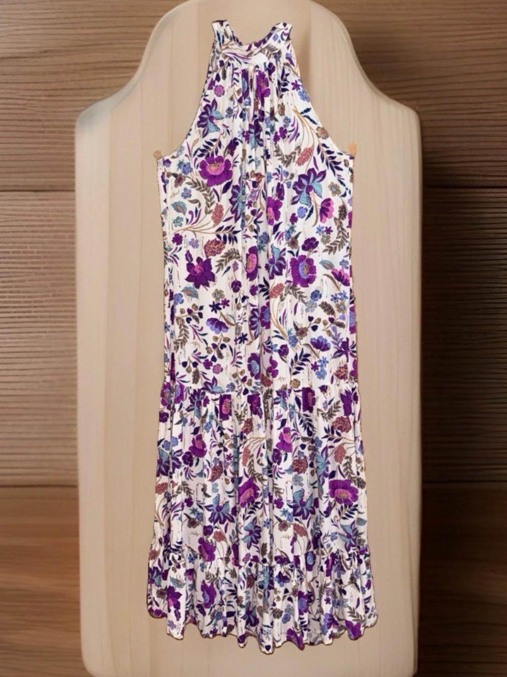1. State White Maxi Dress with Purple Floral Print